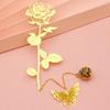 Metal Metal Golden Rose Bookmarks Gold Flower Bookmark Valentine's Day Gift Gift Box  Office