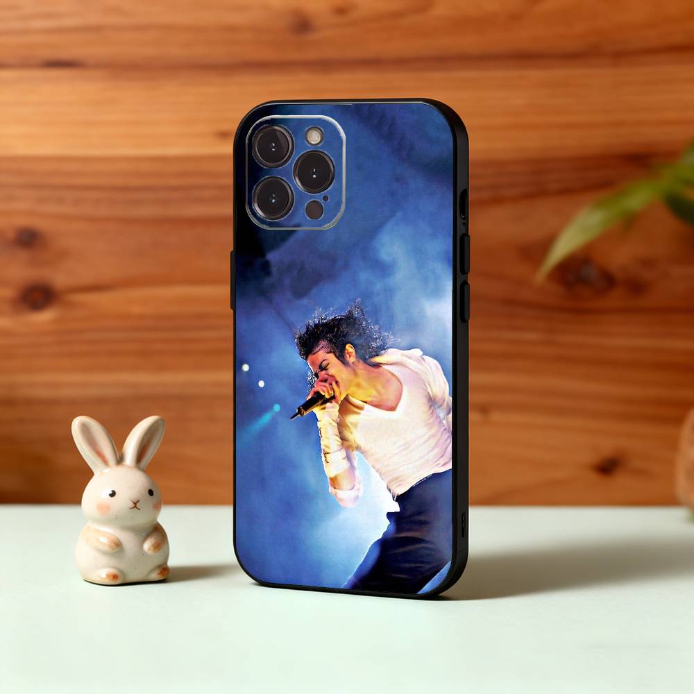 1-1pc S-Singer Michael Jackson Phone Case For iPhone17,16,15,14,13,12,Plus,Pro Max, 5G Others Soft Black Cover