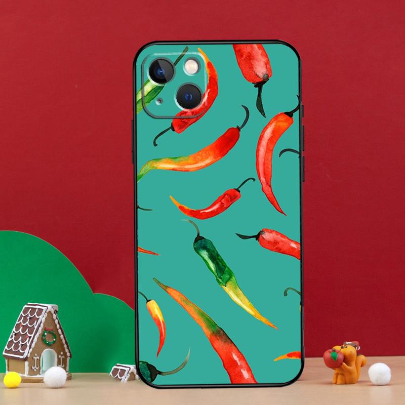 Red Chilli Pepper Pattern Phone Case For iPhone 15 13 11 12 14 Pro Max XS Plus X XR 12 13 Mini Soft Cover