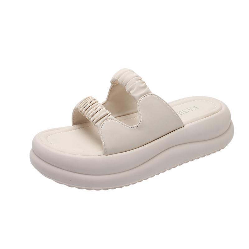 

Fairy cool slippers female outer wear 2025 summer new Internet celebrity ins sandals versatile pleats thick sole 35