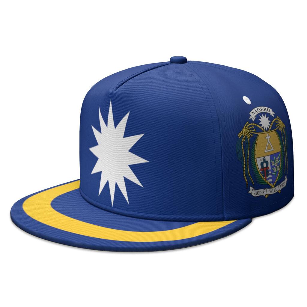 Nauru Free Custom Made Number Team Logo Flat Brimmed Cap Nru Country Travel Fishing Naurun Nation Republic Flag Hip-hop Hat