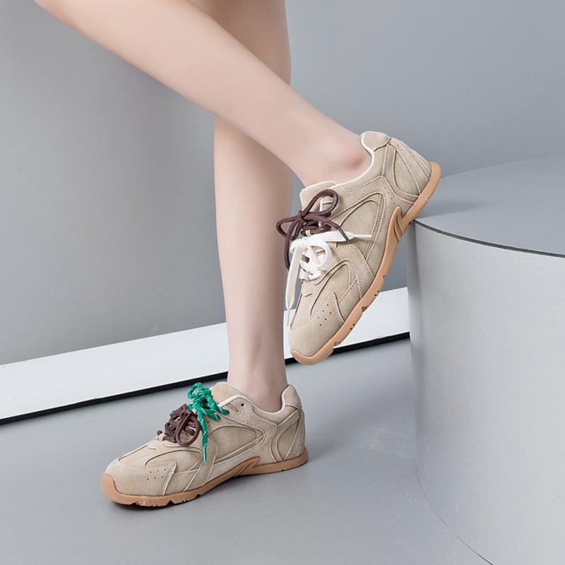Women's Sneakers Non-slip German Training Shoes for Women Flat Large-size Genuine Leather Running Female Shoes