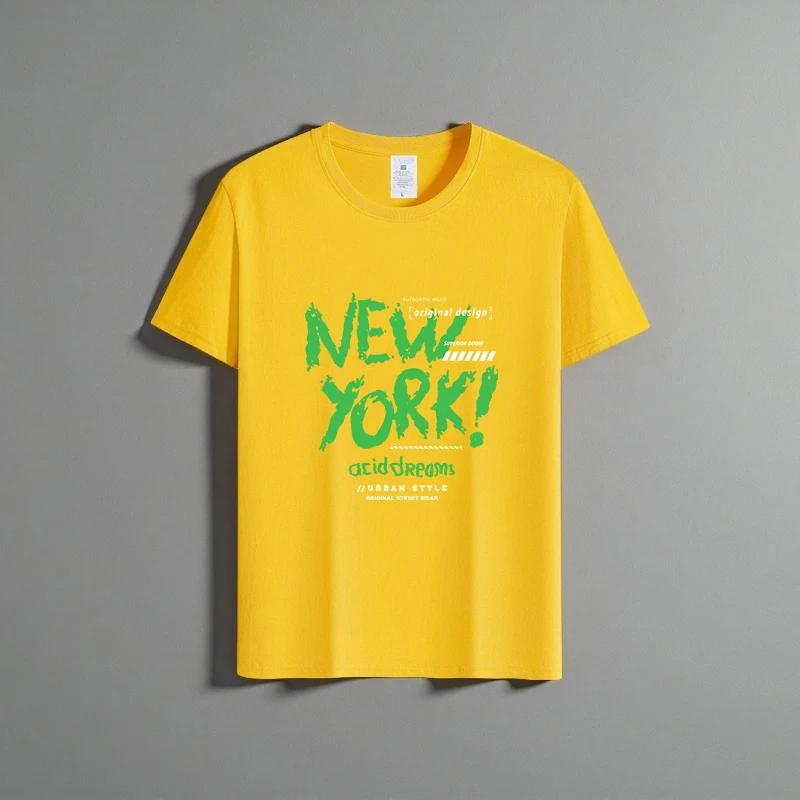 Letní nové unisex všestranné tričko z čisté bavlny módní ležérní top s kulatým výstřihem prodyšné volný střih potisk krátký rukáv