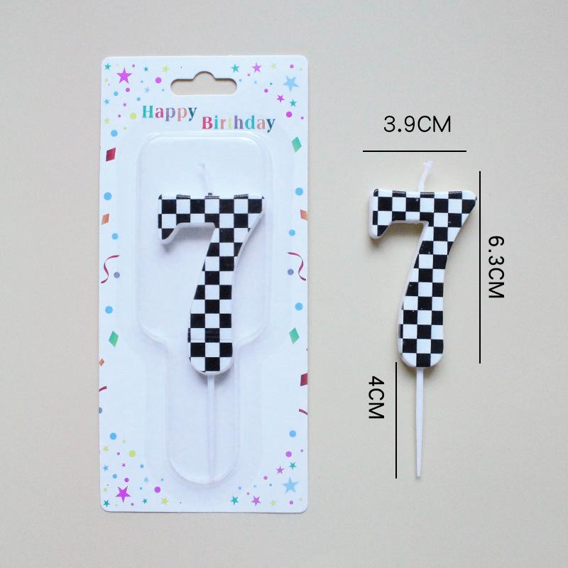 Checkerboard Number 0-9 Candle Birthday Party Decoration Black and White Checkered Card Number Candle