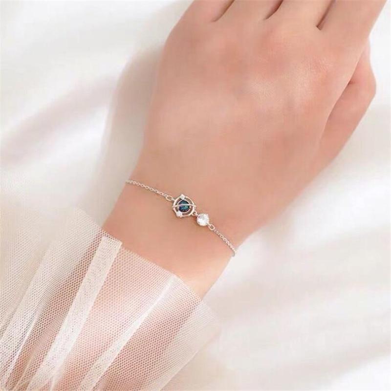 New Arrival Around The Planet Flash Beads Fantasy Guardian Blue Mercury 925 Sterling Silver Jewelry Crystal Bracelets Sl082