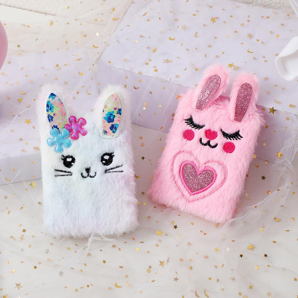 Mini Girly Plush Rabbit Notebook - Portable Diary for Kids