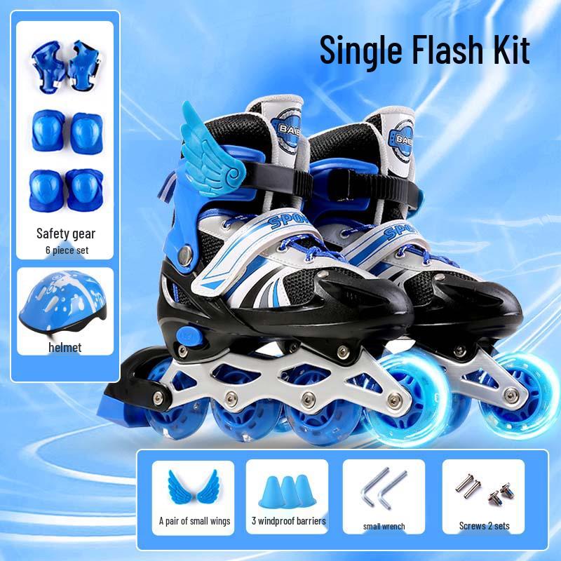 Verstellbare Flash Inline-Rollschuhe für Kinder – Komplettes Set