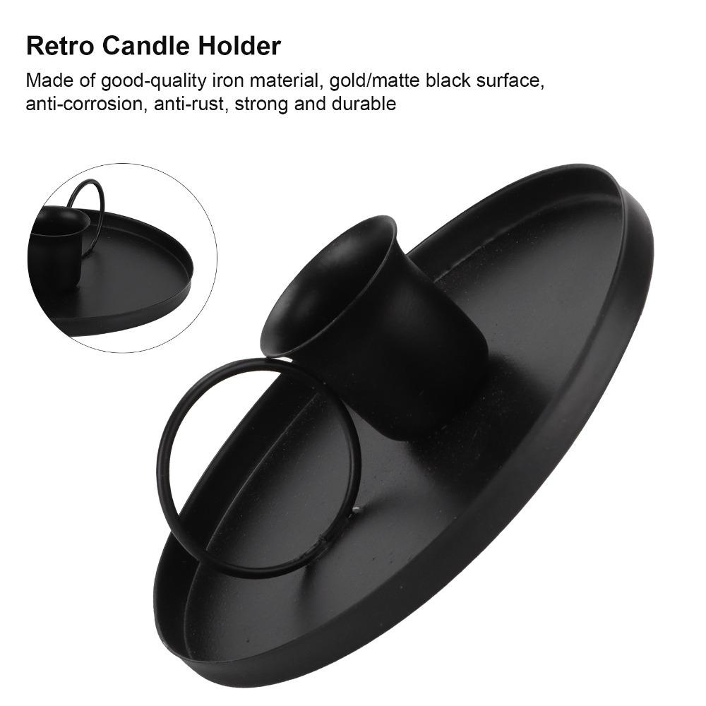 2PCS Black Wrought Iron Candlestick Gold Iron Candleholder Retro Candle Holder Home Decoration чёрный