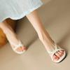 2025 Summer New Soft Leather Sandals for Women's Fashion Style, Open Toe Middle Heel Sandals, French Round Head Strap Sandals