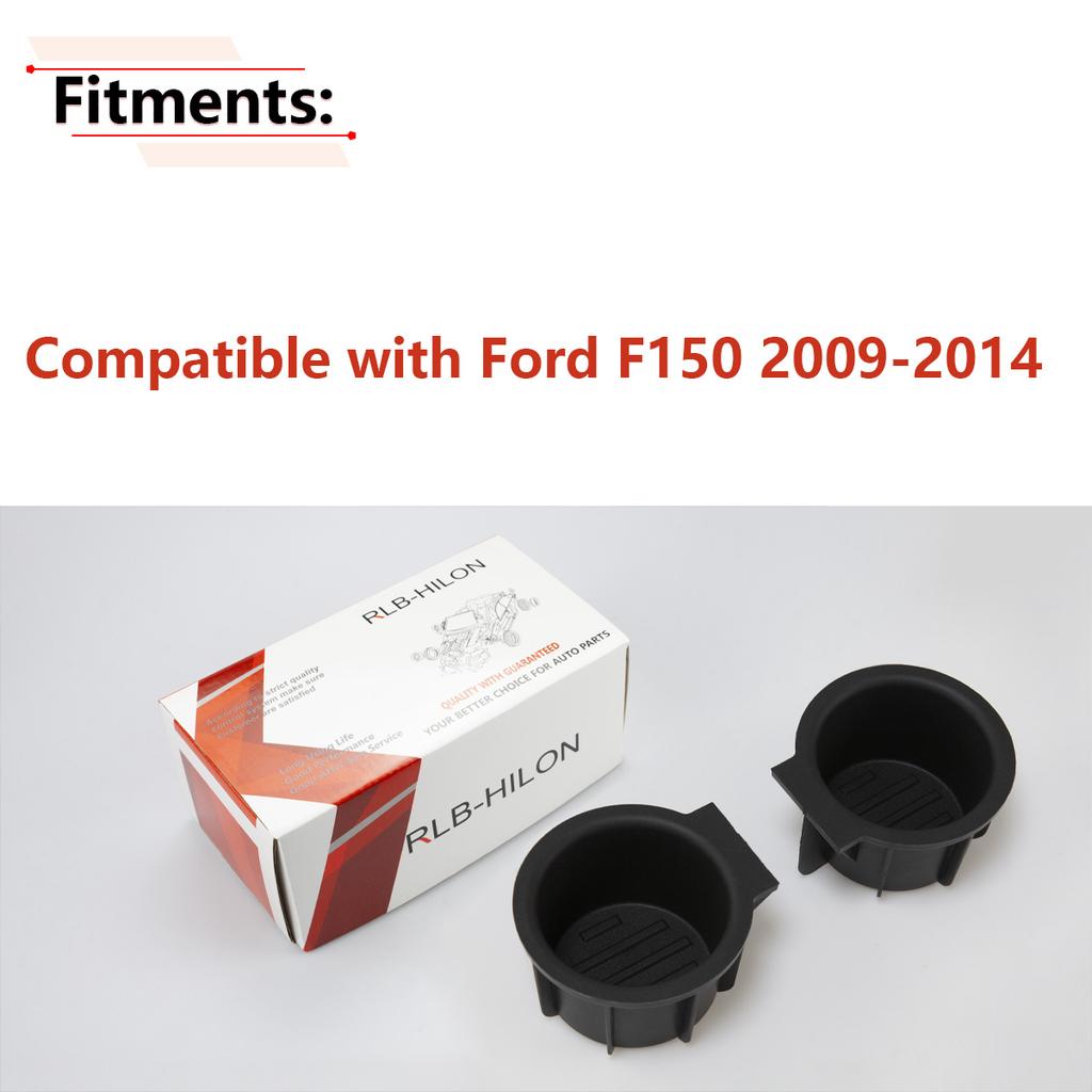 1 Pair Front Console Cup Holder Insert For Ford F150 2009-2014 with Flow Through Console Type only 9L3Z-1513562-A,9L3Z-1513562-B