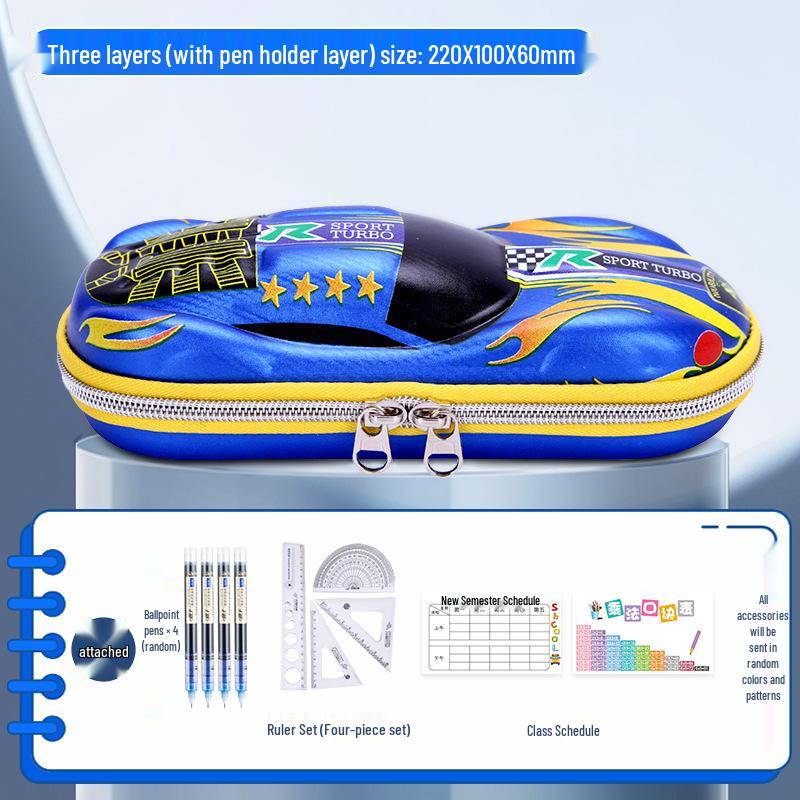 Multifunctional Pencil Case for Kids - Boys' & Girls' School Supplies Stationery Bag with Car Theme