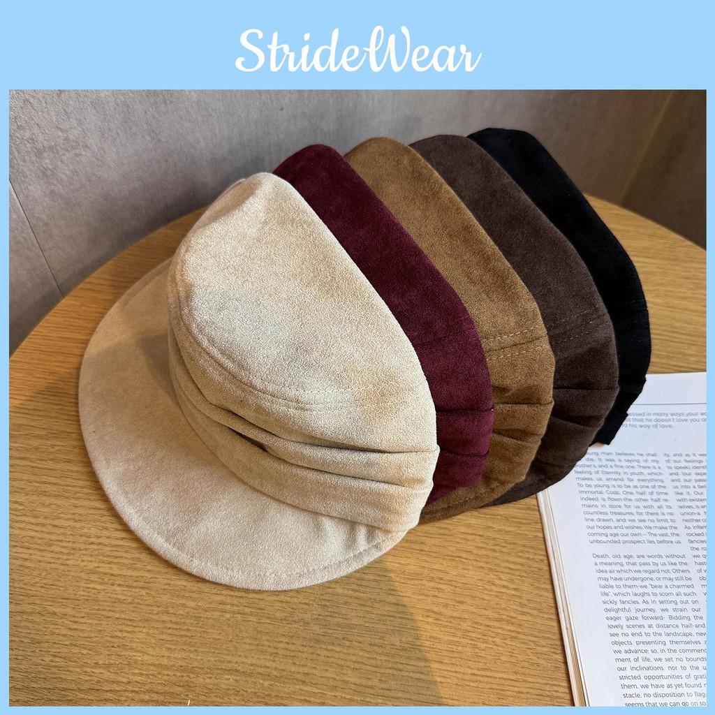 Vintage Suede Beret Hat Short Brim Newsboy Cap For Street Style And Use Daily