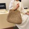 Elegant Female Square Shopper Totes Summer High-quality Straw Bag Women's Designer Large Capacity Handbag Woven Travel Beach Bag