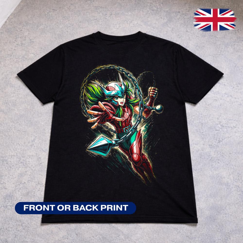 Saint Seiya Andromeda Shun T Shirt Chain Anime Tee Knights Zodiac Adults Kids 2XL