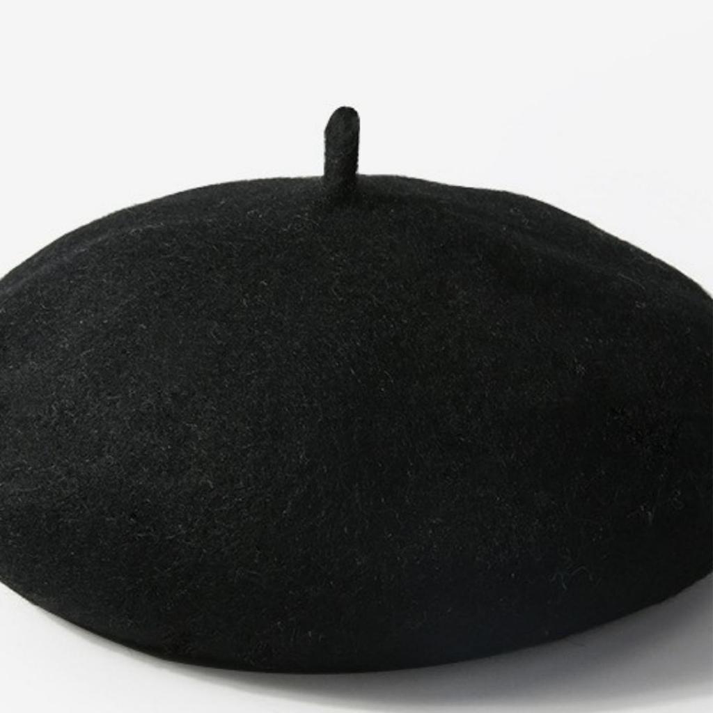 Women Beret French Hat Pure Colour Black Comfortable Costume Accessory for Winter Autumn Black