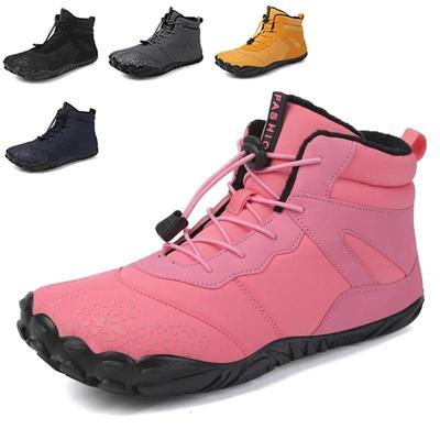 Barfußstiefel Damen Winter Schneestiefel für Herren Plüsch Warme Knöchelschuhe Rutschfeste Outdoor Wasserdichte Wanderschuhe Übergröße