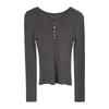 Korean Dongdaemun Slimming Sheer Bust-Enhancing Long-Sleeve Top