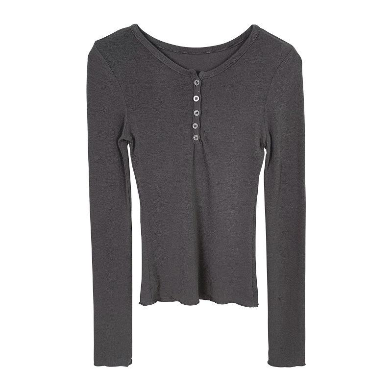 Korean Dongdaemun Slimming Sheer Bust-Enhancing Long-Sleeve Top