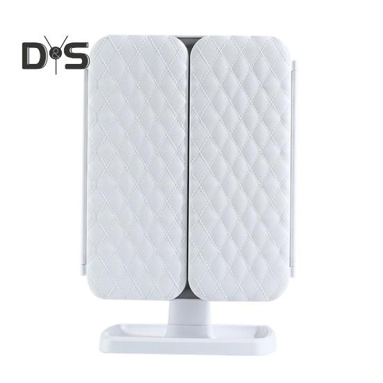 

Зеркало для макияжа со светодиодной подсветкой, 1/2/3-кратное увеличение, 3 цвета, регулируемое, складное 2-в-1, умное косметическое зеркало, портативное, для путешествий, тройное, складывающееся, для туалетного столика белый