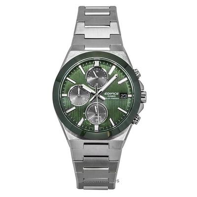Edifice Analog Chronograph Stainless Steel Green Dial Solar EFS-S650D-3A 100M Men's Watch