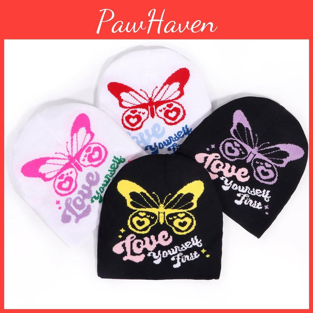 Butterfly Design Knitted Cap Fashionable Cold Weather Hat Gift Accessories