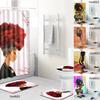 4Pcs/Set Stylish African Women Series Pattern Bath Set Shower Curtain Non-Slip Toilet Pad Cover Bath Mat