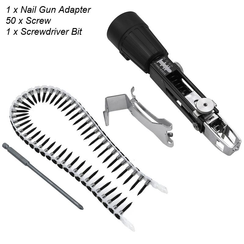 

Автоподача насадки для шуруповерта Цепной гвоздезабивной станок Адаптер для электродрели Ручной пистолет для гипсокартона для потолка из древесных плит