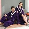 Thickened Plaid Flannel Couple's Bathrobe - Women's Plus Size & Men's Extra Long Fleece Robe