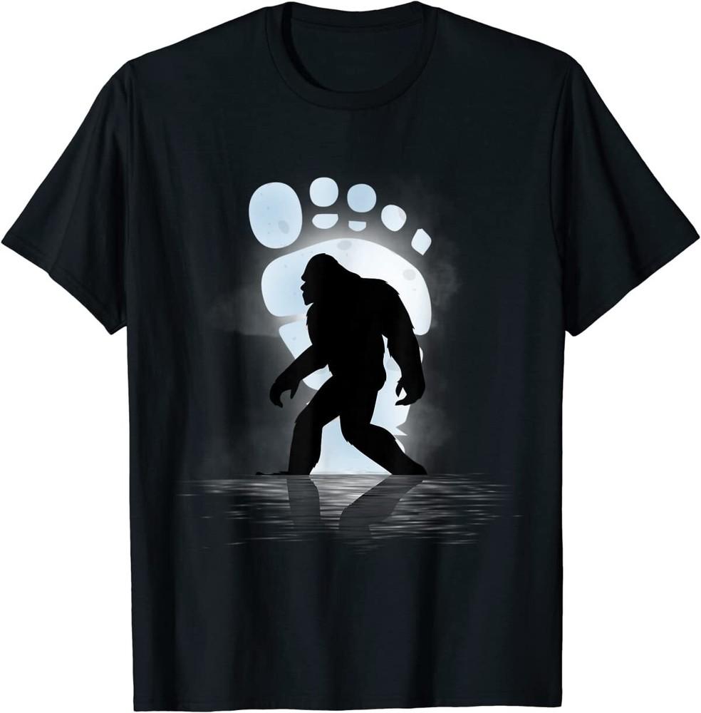 Sasquatch Bigfoot Footprint Moon Light Women Men Funny T-Shirt Unisex T-Shirt XXXXL
