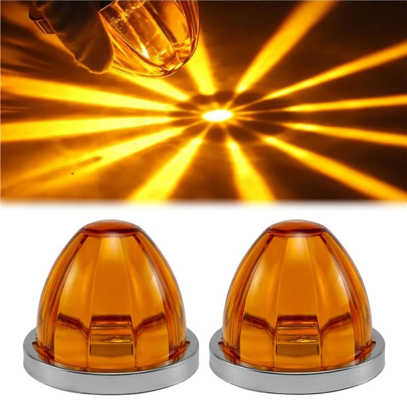 Powerful 2PCS Under Glow Wheel Lights LED Side Marker Indicator Turn Signal Brake Lamp Watermelon Lights Semi Truck Trailer Yell