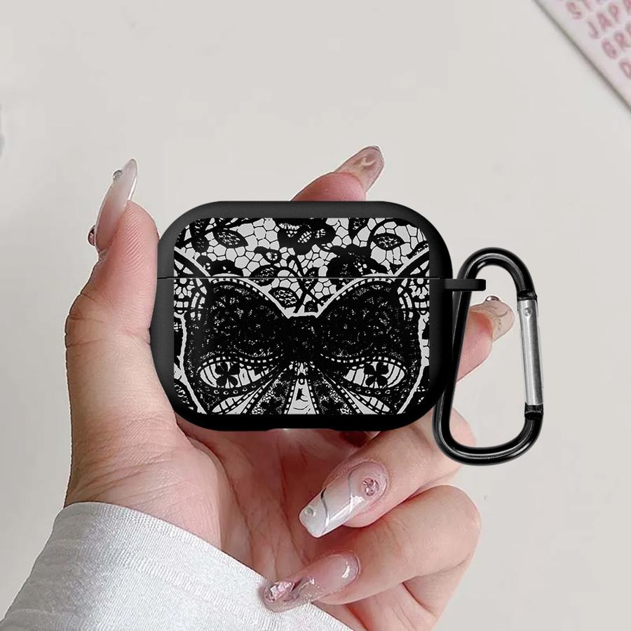 Earphone Cases Cover Case For Airpods Pro 2 3 Pro3 Pro2 1 4 Black Lace Fashion