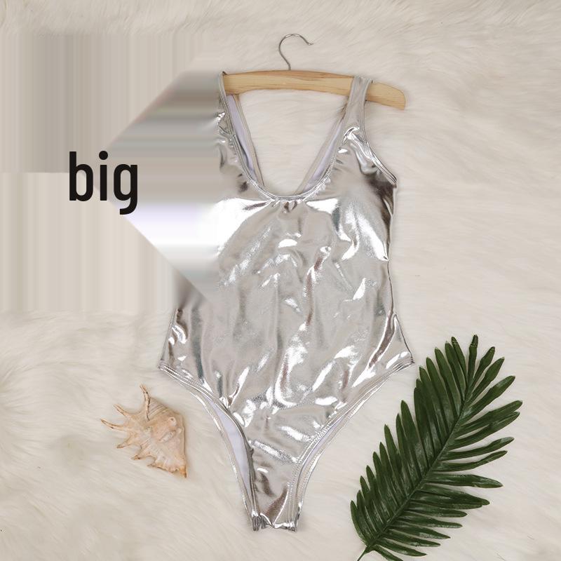 Women's Reflective Gold Silver Hot Stamping One-Piece Swimsuit