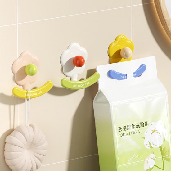 Blumenwandhaken Bohrlos Selbstklebend Robust Multifunktional Zuhause Büro Badezimmer Kleidung Hut Schal Handtuch Tasche Schlüssel Regenschirm Tasche Kleiderbügel