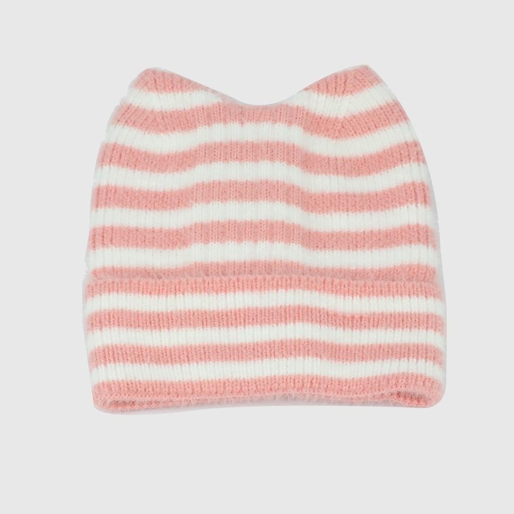 Winter Wool Knitted Cap Striped Ear Protection Wool Cap Fashion Cat Ears Beanie Hat Outdoor Wear