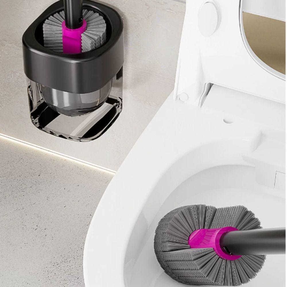 Groove Design Toilet Brush Punch-Free Wall Mount Brush Practical Cleaning Brush Bathroom Cleaning