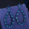 WWJ Black Golden Color Sparkly Sapphire CZ Zircon Cluster Flower Drop Earrings
