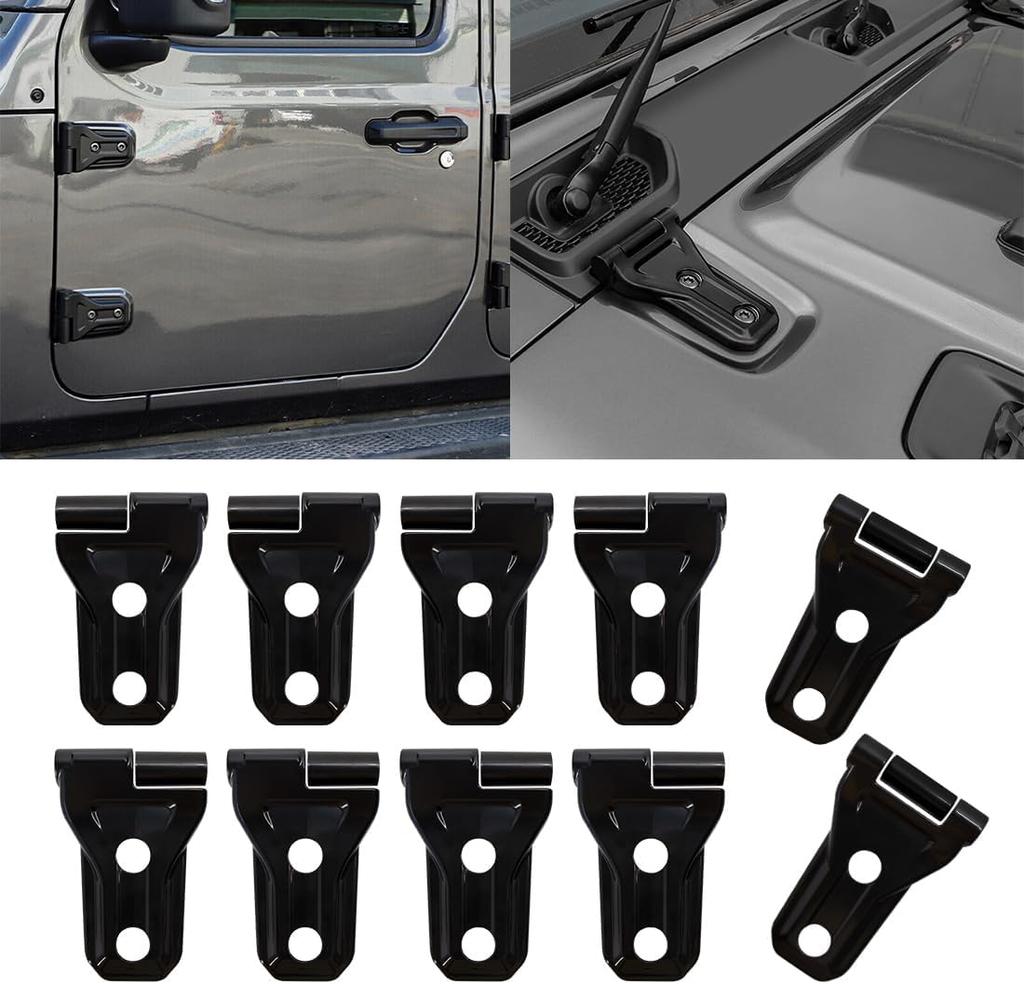 10PCS Engine Hood Door Hinge Cover Trim Exterior Accessories Protective Sticker For Jeep Wrangler JLU Gladiator JT 2018-2025