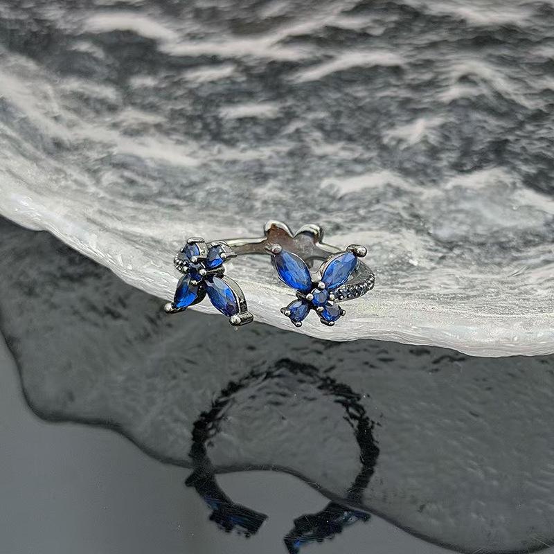 Color Series Butterfly Zir*****Pen Ring, High-End Exquisite Sweet And Cool Spice Girl Ring Accessories