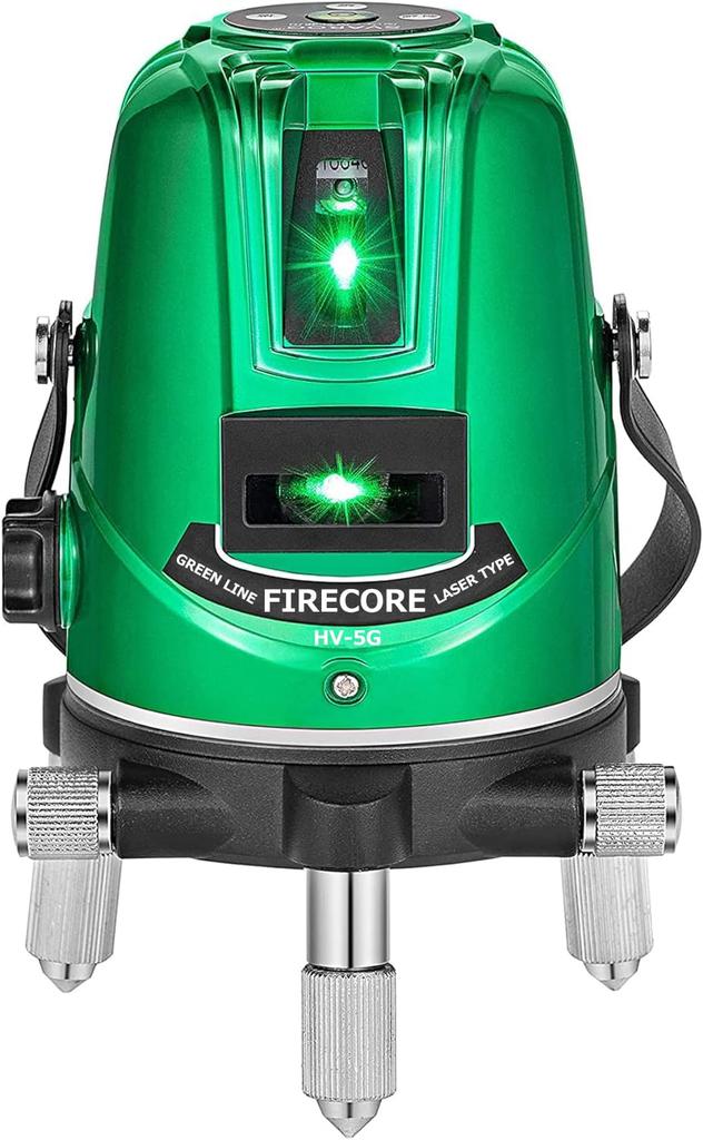 Firecore Laser Green Large Square Line Projection Laser Level with Automatic High High Ground Rotating Green Laser for Light Ceiling Indoor and