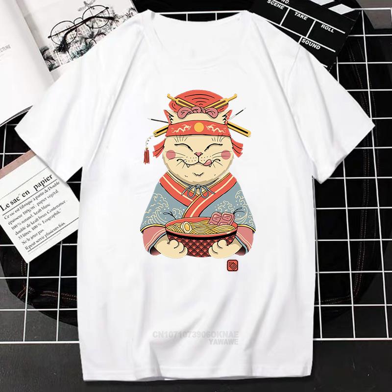 Kawaii Catana Tshirt Harajuku Cartoon Cat Print Top Women Men Casual Comfortable Tee Oversized Tshirt Roupas Masculinas