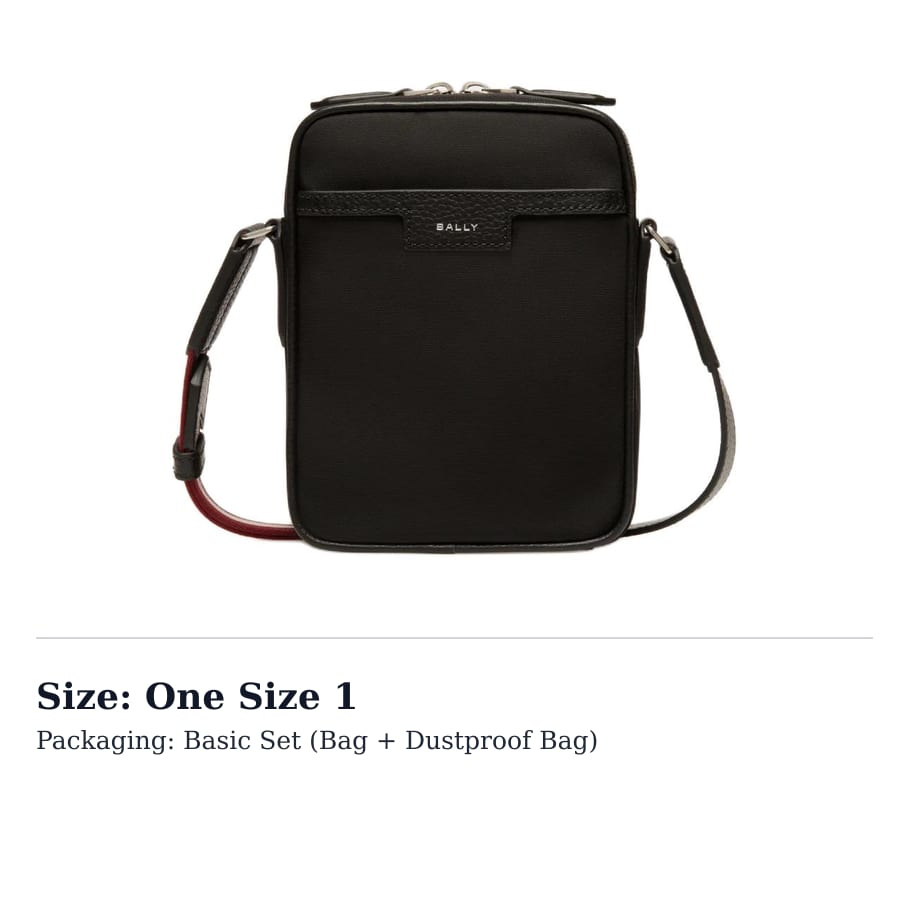 BALLY Nylon Mesh Leather Trim Shoulder Bag, Crossbody Bag Men's Black 63064341