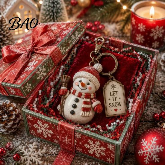 Holiday Keychain Accessories Christmas Santa Claus Keychain, Cartoon Snowman Reindeer Elf Highland Cow Stocking Stuffer Keyring, Xmas Character