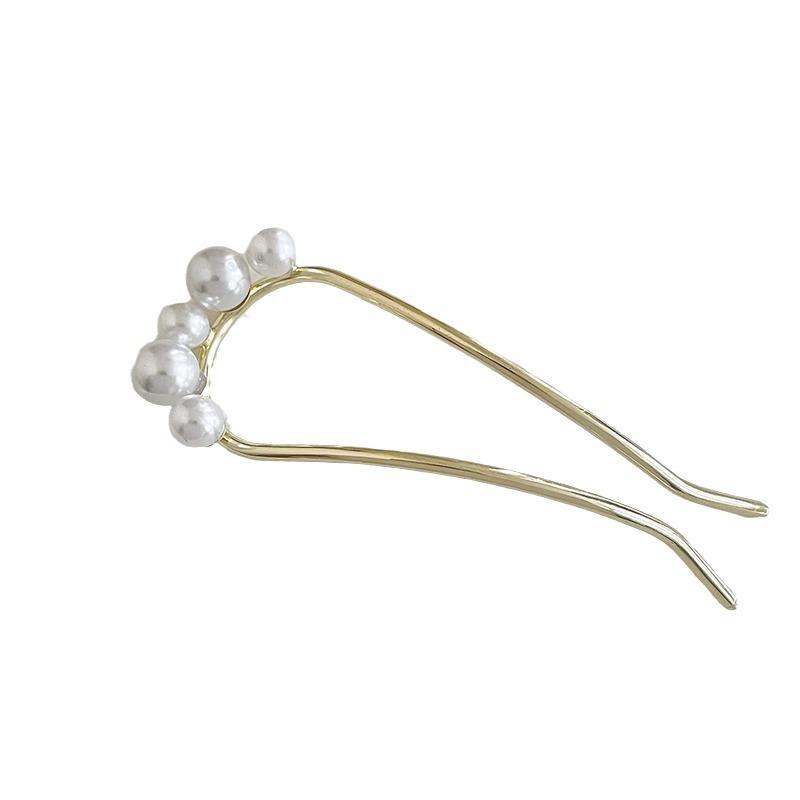 U-Shaped Fixed Hairpin with High-End Alloy Comb for Women's Updos - Ancient Style Four-Tooth Insert