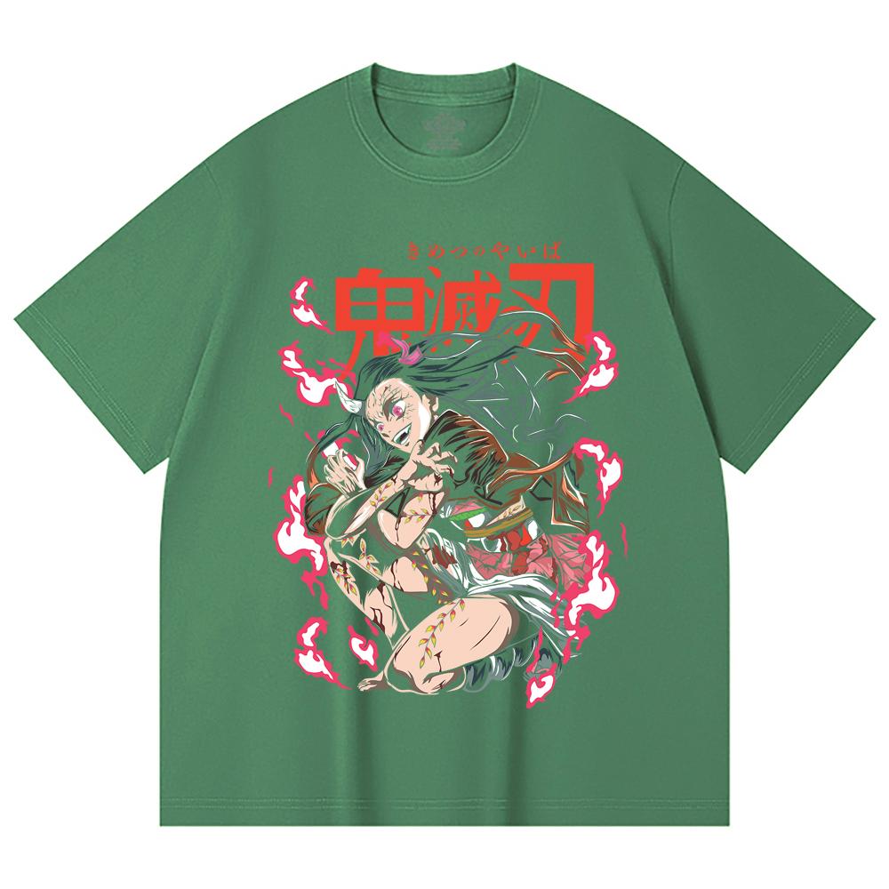 230 Gsm 100% Cotton Demon Slayer V71 Nezuko Demon Print Unisex Heavy Cotton T Shirt