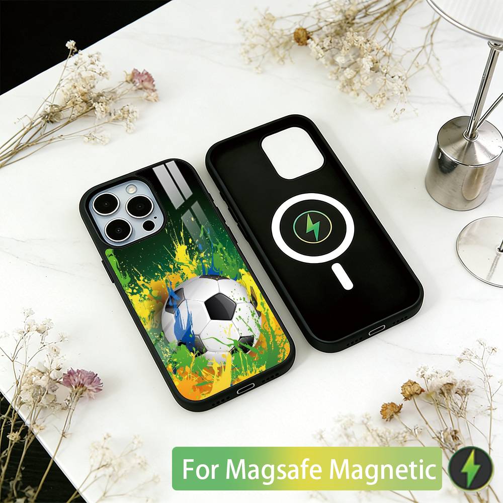

Чехол для телефона Футбольный мяч Для iPhone 17, 16, 15, 14, 13, 12, 11 Plus, Pro Магнитный с Magsafe Беспроводная зарядка iPhone11