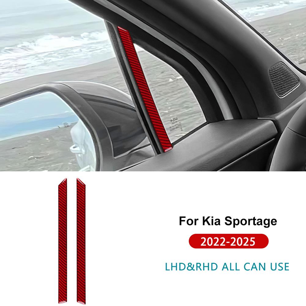 Real Soft Carbon Fiber Sticker For Kia Sportage NQ5 2022 2023 2024 2025 LHD RHD Car A-pillar Side Decor Trim Accessories
