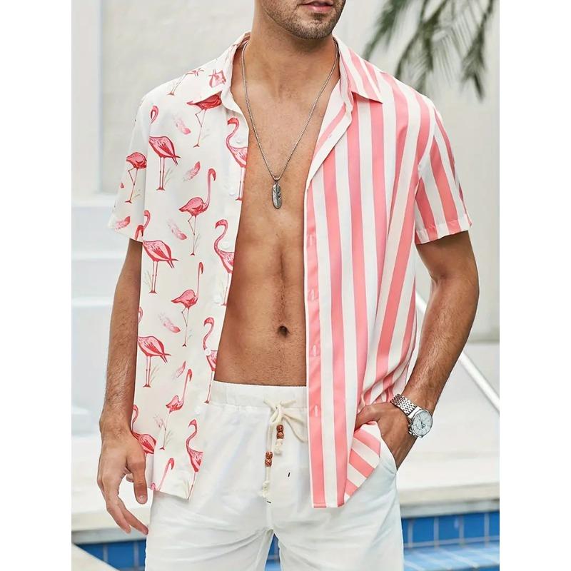 Hawaiian Men's Short Sleeve Shirt Summer Seaside Resort Men's Casual Shirt Beach Party Short Sleeve Shirt Marine Animal Print