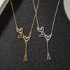 Fashion Jewelry 925 Silver Necklace 18K Gold Plated 925 Sterling Silver Heart Tassel Pendant Necklace Jewelry Women