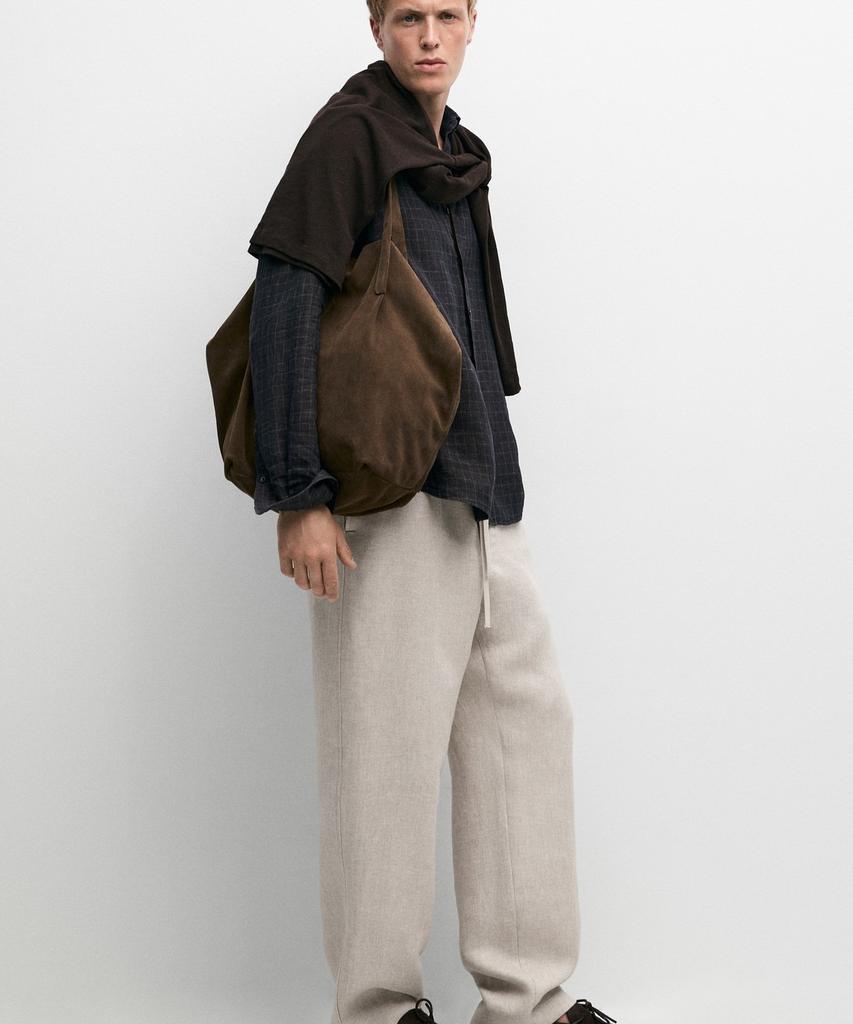 Masimodutti 100% Linen Structure Pants