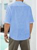 2023 Men's Mid-Sleeve Casual Linen Shirt: Comfortable European & American Style
